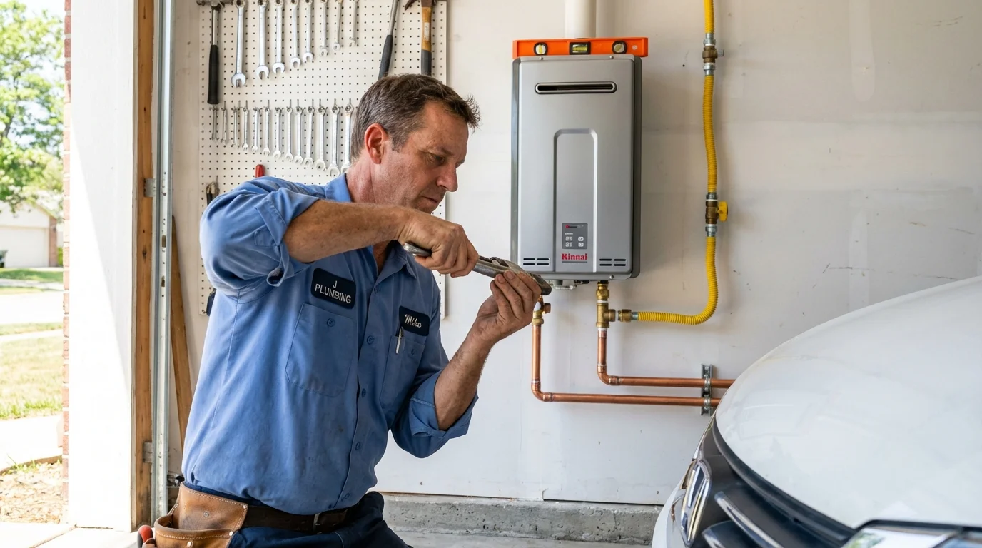 Tankless water heater installation by a Johns Plumbing LLC plumber in Sausalito