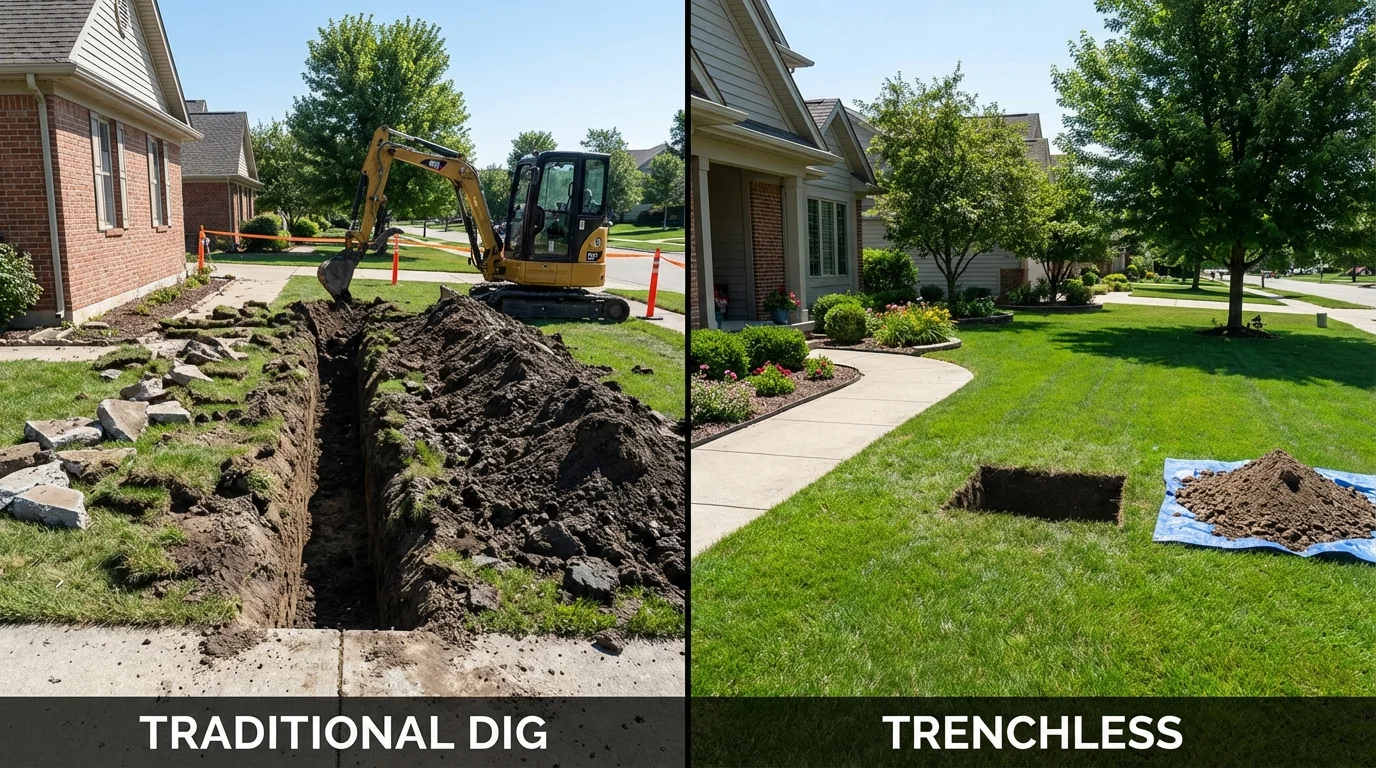 Trenchless sewer repair with minimal yard damage versus traditional excavation in Sausalito, CA